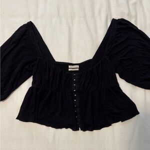 Urban Outfitters Black Button-Front Blouse